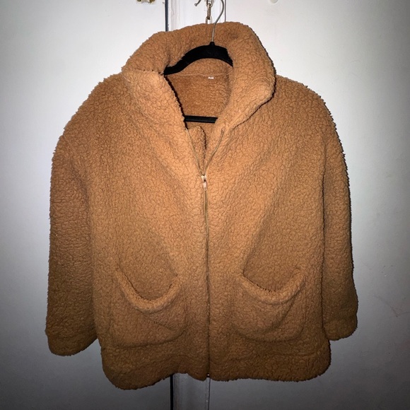Women's Tan Teddy Jacket - Picture 2 of 3
